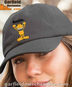 garfield classic smile here to be awesome women black hat