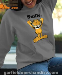 garfield classic smile here to be awesome women gray hoodies