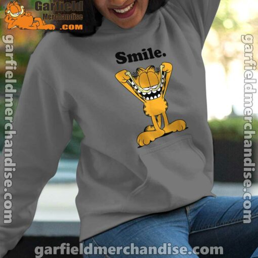 garfield classic smile here to be awesome women gray hoodies