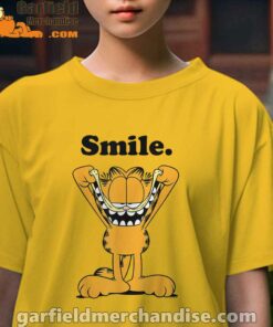 garfield classic smile here to be awesome yellow kids girl t shirts