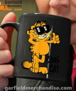 garfield cool cat down in style black coffee mug