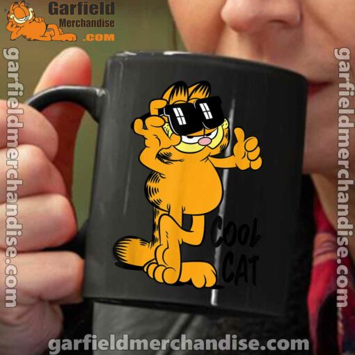 garfield cool cat down in style black coffee mug