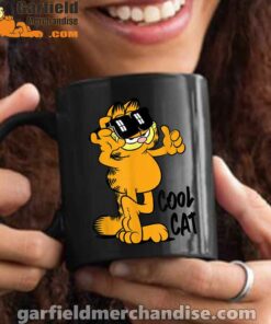 garfield cool cat down in style black mug