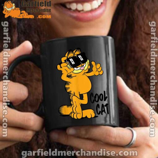 garfield cool cat down in style black mug