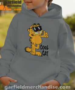 garfield cool cat down in style gray hoodie kids