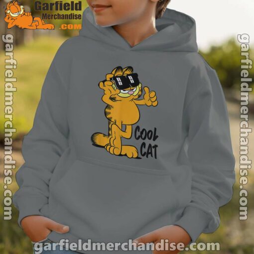 garfield cool cat down in style gray hoodie kids