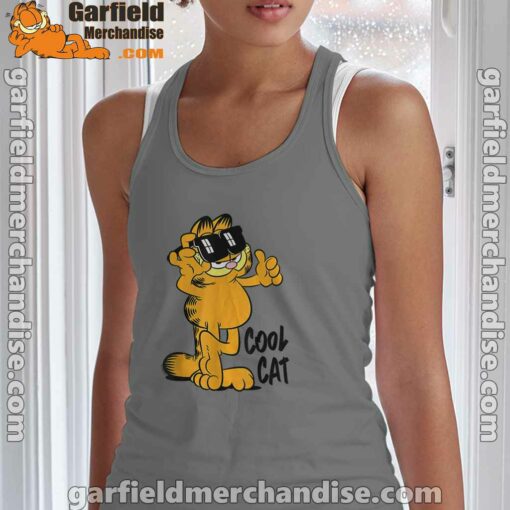 garfield cool cat down in style gray tank top for women