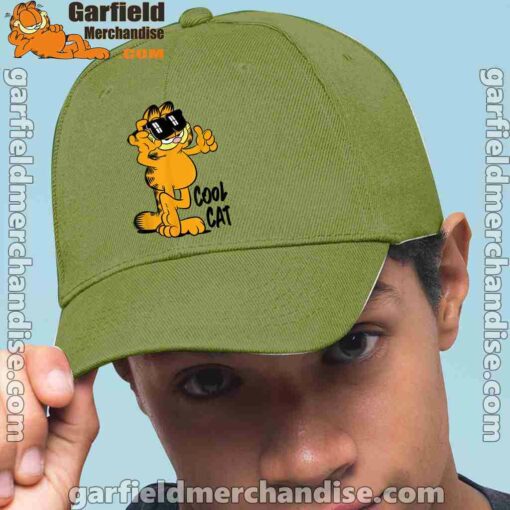 garfield cool cat down in style green hat