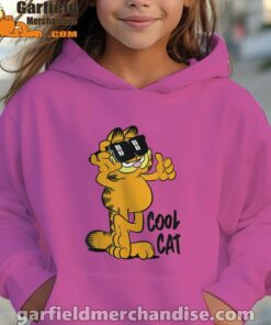 garfield cool cat down in style kids girl pink hoodies