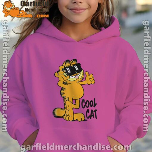 garfield cool cat down in style kids girl pink hoodies