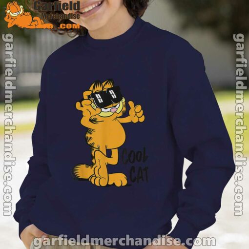 garfield cool cat down in style navy sweatshirt for kid boy