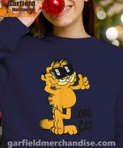 garfield cool cat down in style navy sweatshirts for girl