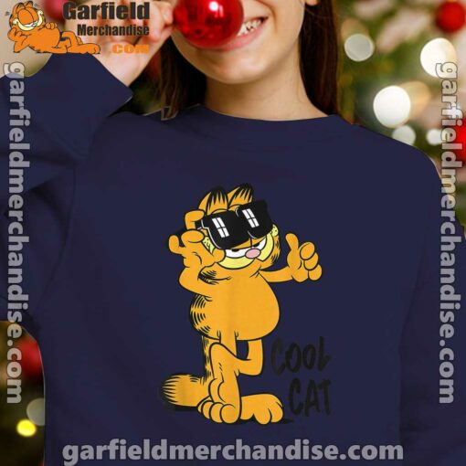 garfield cool cat down in style navy sweatshirts for girl