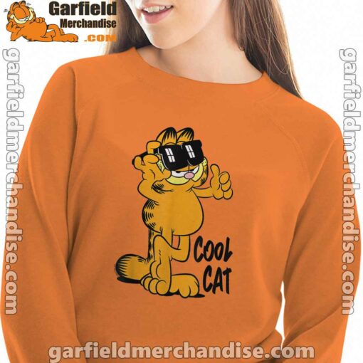 garfield cool cat down in style orange sweatshirts for women