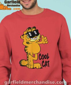 garfield cool cat down in style red sweatshirts for man