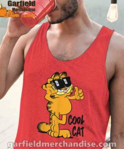 garfield cool cat down in style red tank tops for men