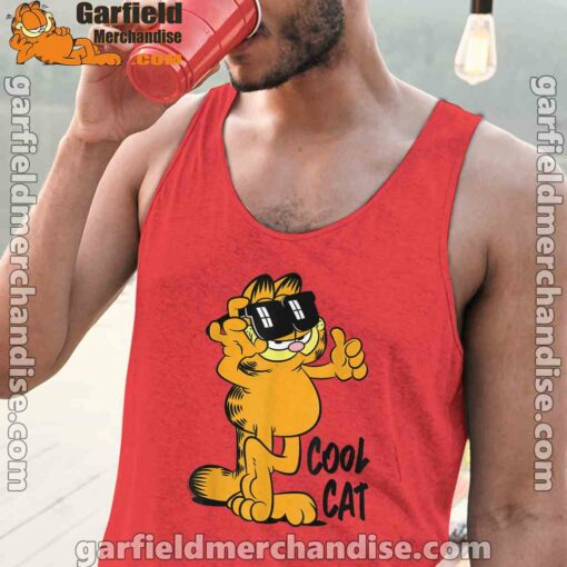 garfield cool cat down in style red tank tops for men