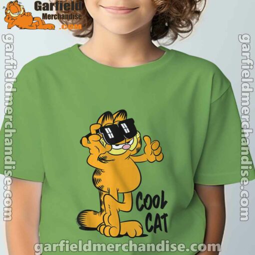 garfield cool cat down in style tee green for youth boy