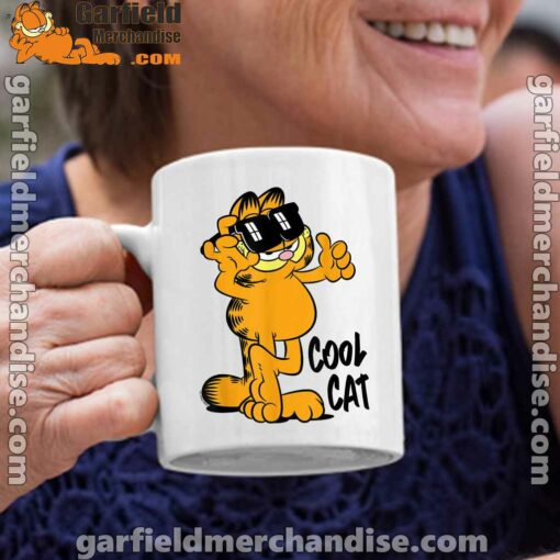 garfield cool cat down in style white coffee mug