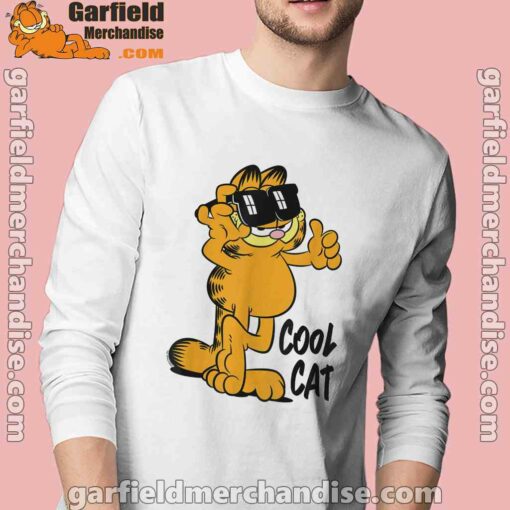 garfield cool cat down in style white long sleeve with man