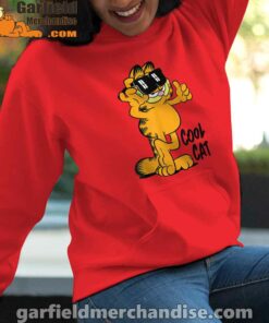 garfield cool cat down in style women red hoodie female