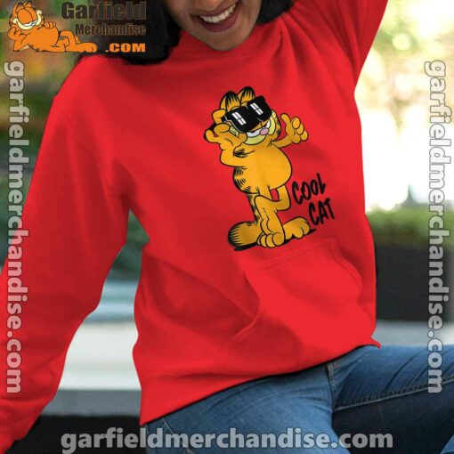 garfield cool cat down in style women red hoodie female