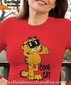 garfield cool cat down in style women red long sleeve