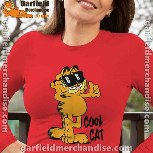 garfield cool cat down in style women red long sleeve