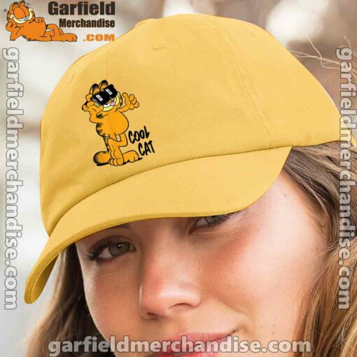 garfield cool cat down in style yellow hat