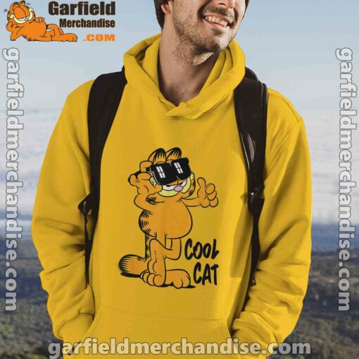 garfield cool cat down in style yellow men hoodie