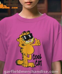 garfield cool cat down in style youth girl pink t shirt