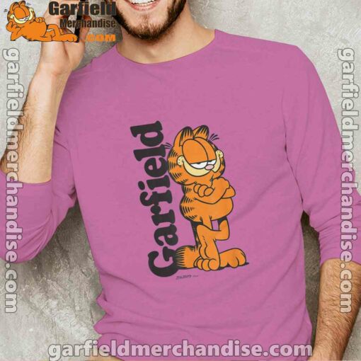 garfield cooper activated every monday to survive male with pink long sleeve