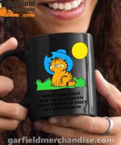 garfield cowboy heaven when die black mug