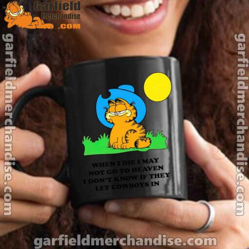 garfield cowboy heaven when die black mug