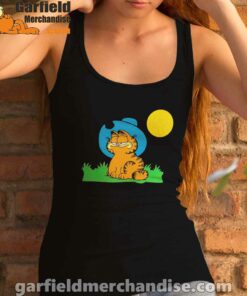 garfield cowboy heaven when die female tank top black women