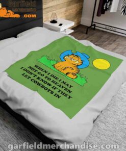 garfield cowboy heaven when die green blanket