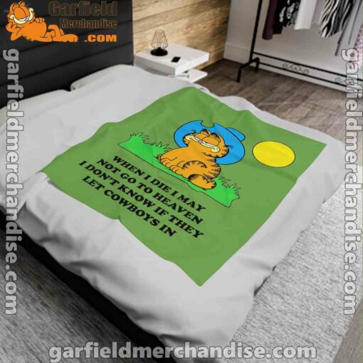 garfield cowboy heaven when die green blanket