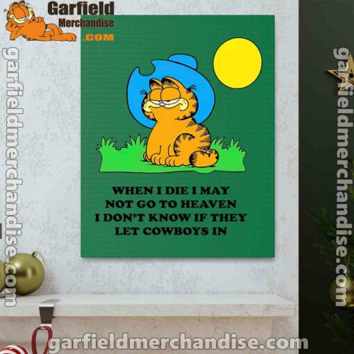 garfield cowboy heaven when die green canvas