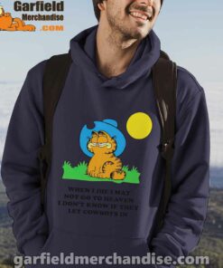 garfield cowboy heaven when die male navy men hoodie