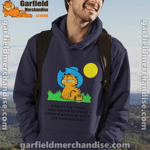 garfield cowboy heaven when die male navy men hoodie