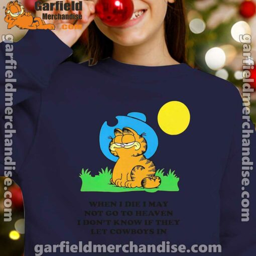 garfield cowboy heaven when die navy sweatshirts for girl