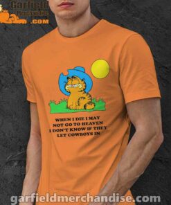 garfield cowboy heaven when die orange men shirt