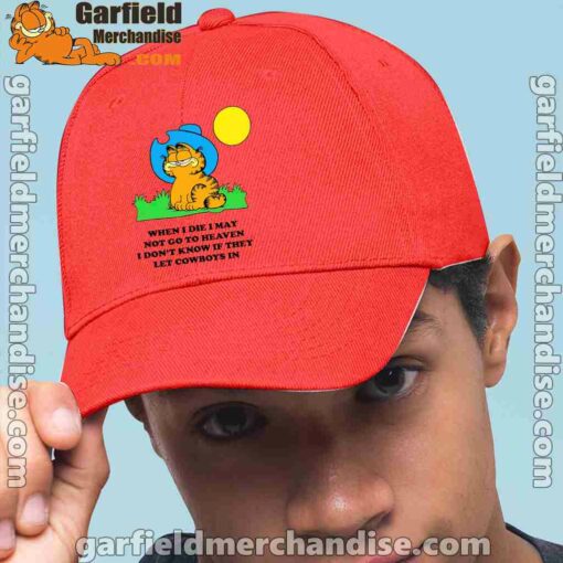 garfield cowboy heaven when die red hat