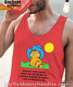 garfield cowboy heaven when die red tank tops for men