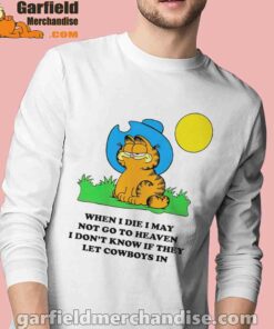 garfield cowboy heaven when die white long sleeve with man