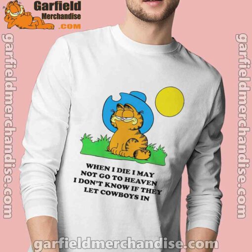 garfield cowboy heaven when die white long sleeve with man