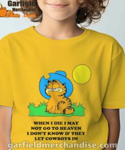 garfield cowboy heaven when die yellow t shirt for kid boy