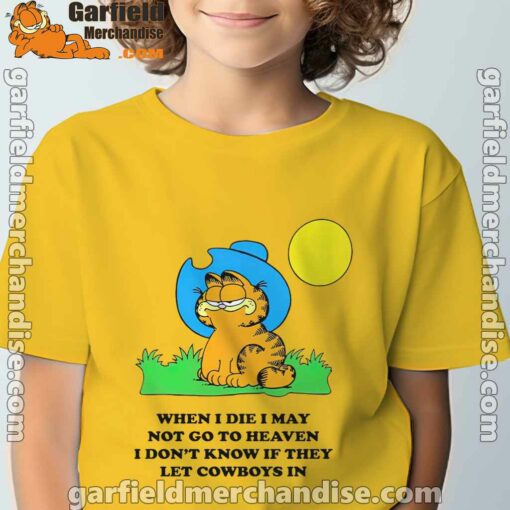 garfield cowboy heaven when die yellow t shirt for kid boy