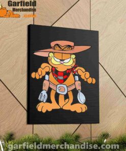 garfield cowboy with spoon and fork black canvas