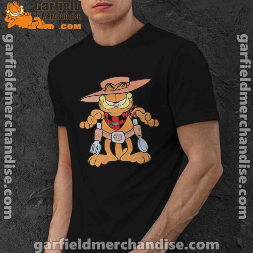 garfield cowboy with spoon and fork black men shirt